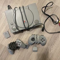 Original Playstation One, controllers and cords