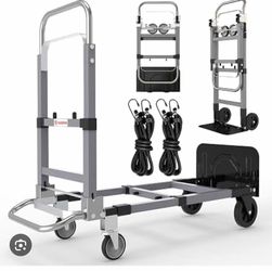 3-in-1 Convertible Dolly Cart, 600LBS Heavy Duty Hand Truck Dolly Collapsible Cart with Adjustable Handle Angle & Expandable Base, for Luggage, Carton