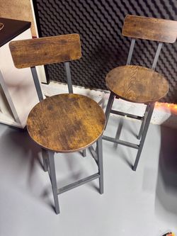 Industrial Bar Stools with Back Set of 2
