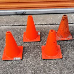 4 Heavy Orange Safety Cones Road