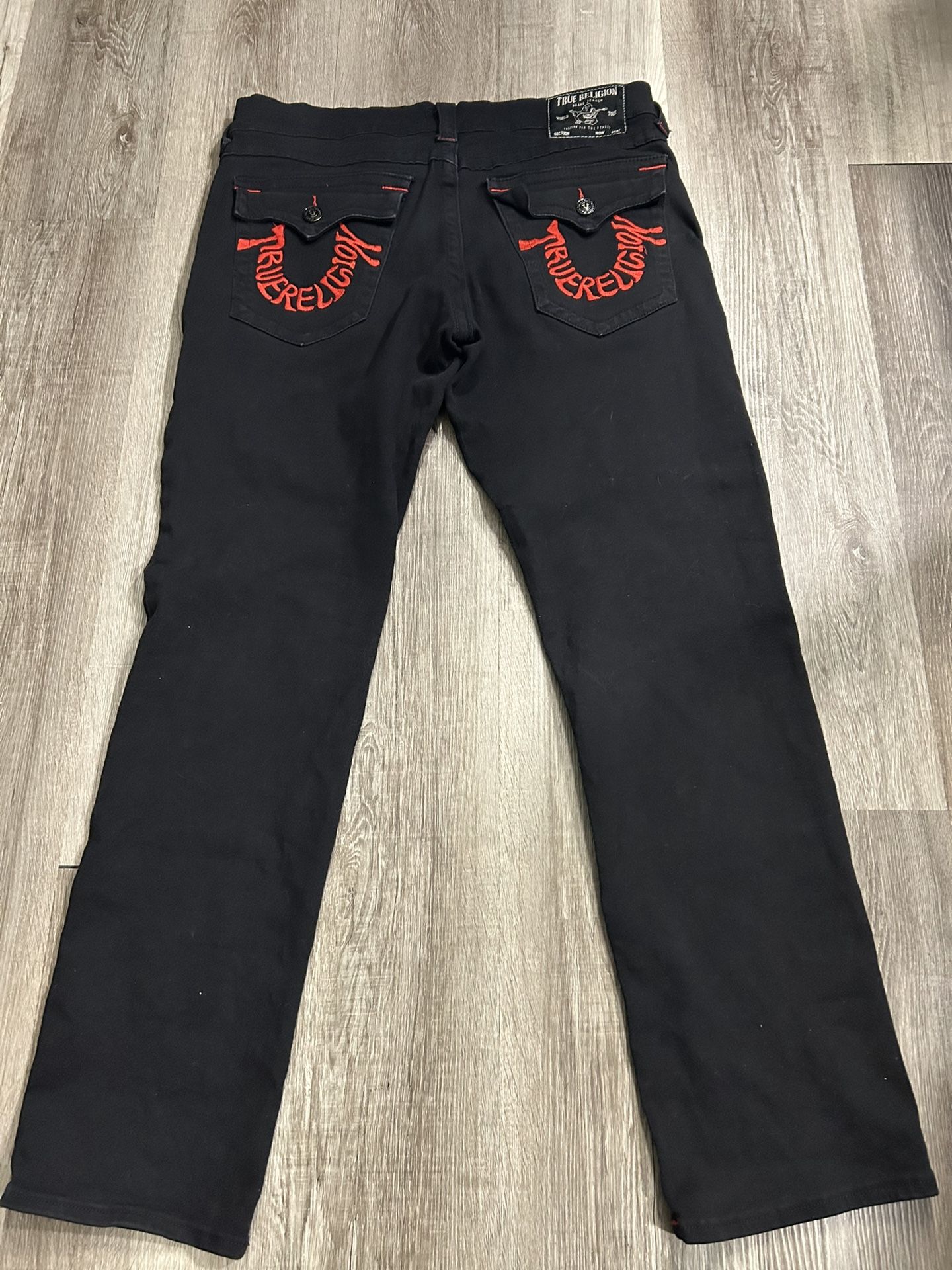 True Religion Men's Rickey Snap Flap Warped Jeans size 34 relaxed straight