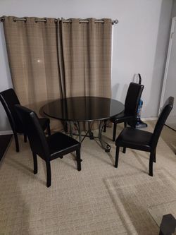 Marble Table with 4 Leather Chairs