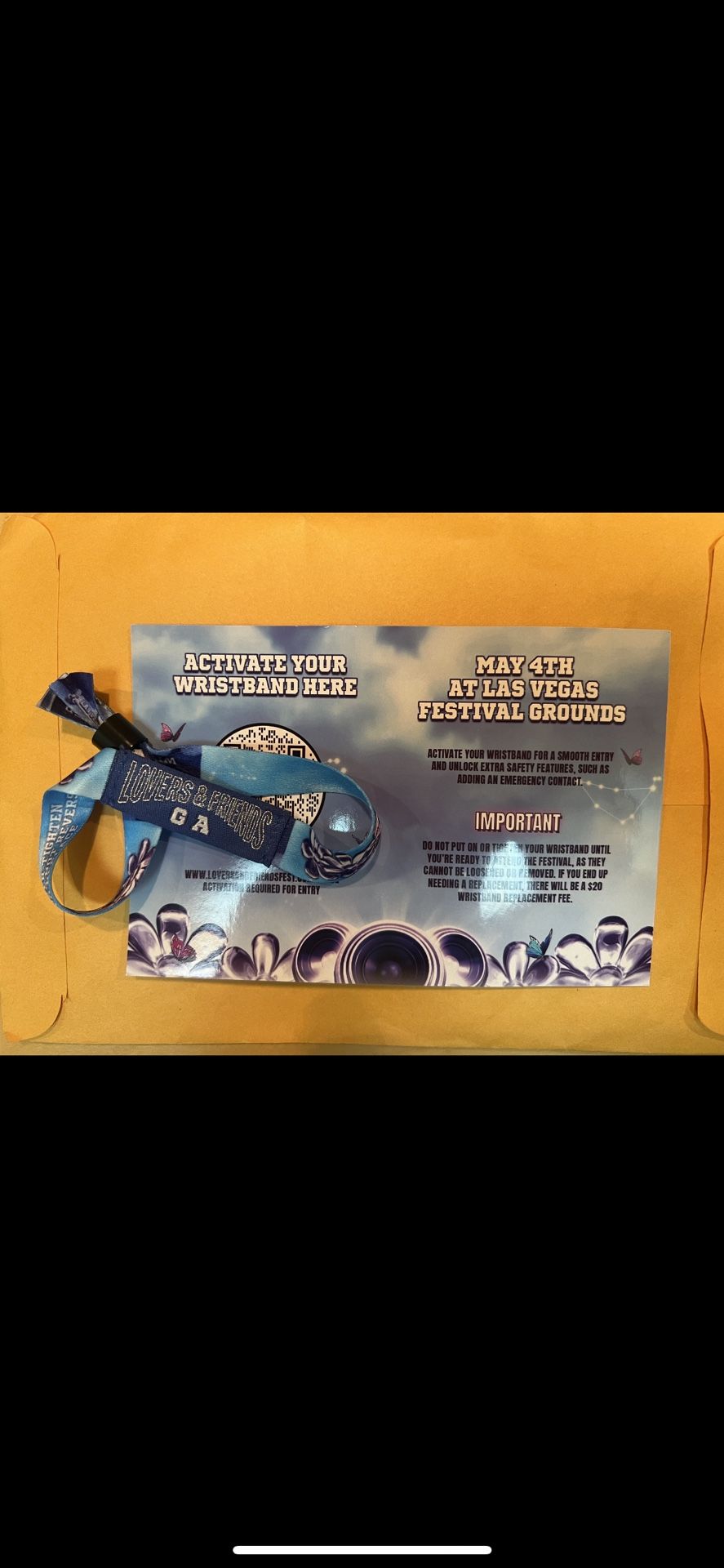 Lovers And Friends Concert GA Bracelet