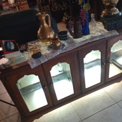 Solid Wood  Double Glass Curio Cabinet ( CASH ONLY)