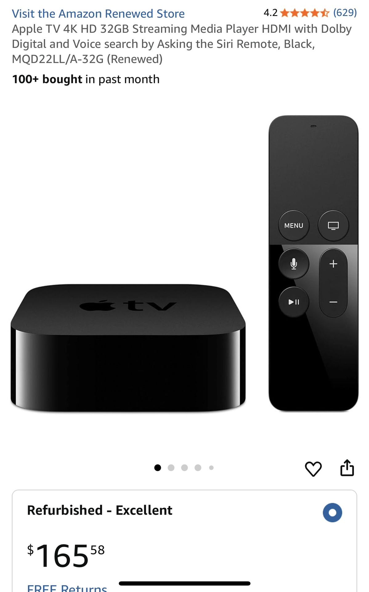 Apple TV 4K HD 32GB Streaming Media Player HDMI