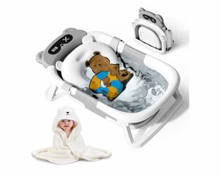 New in box Collapsible Baby Bathtub for Newborn to Toddler (0-18 Months) - Foldable Baby Bath Tub with Soft Towel, Newborn& Infant Bathtub for Travel 