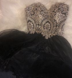 Black and gold short dress