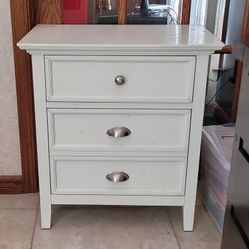 White Wood Nightstand 