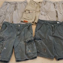 Five Shorts For Painters, Construction, Etc. Have Paint Stains But Extremely Usable 