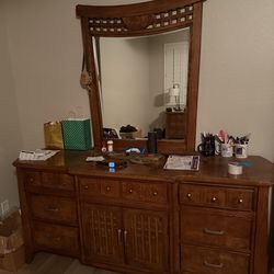 Wood Dresser with Mirror