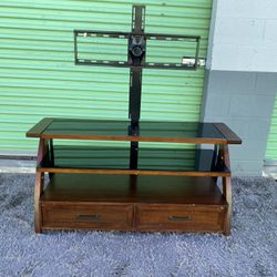 For Sale: 60-Inch Wooden TV Stand with Glass Shelves
