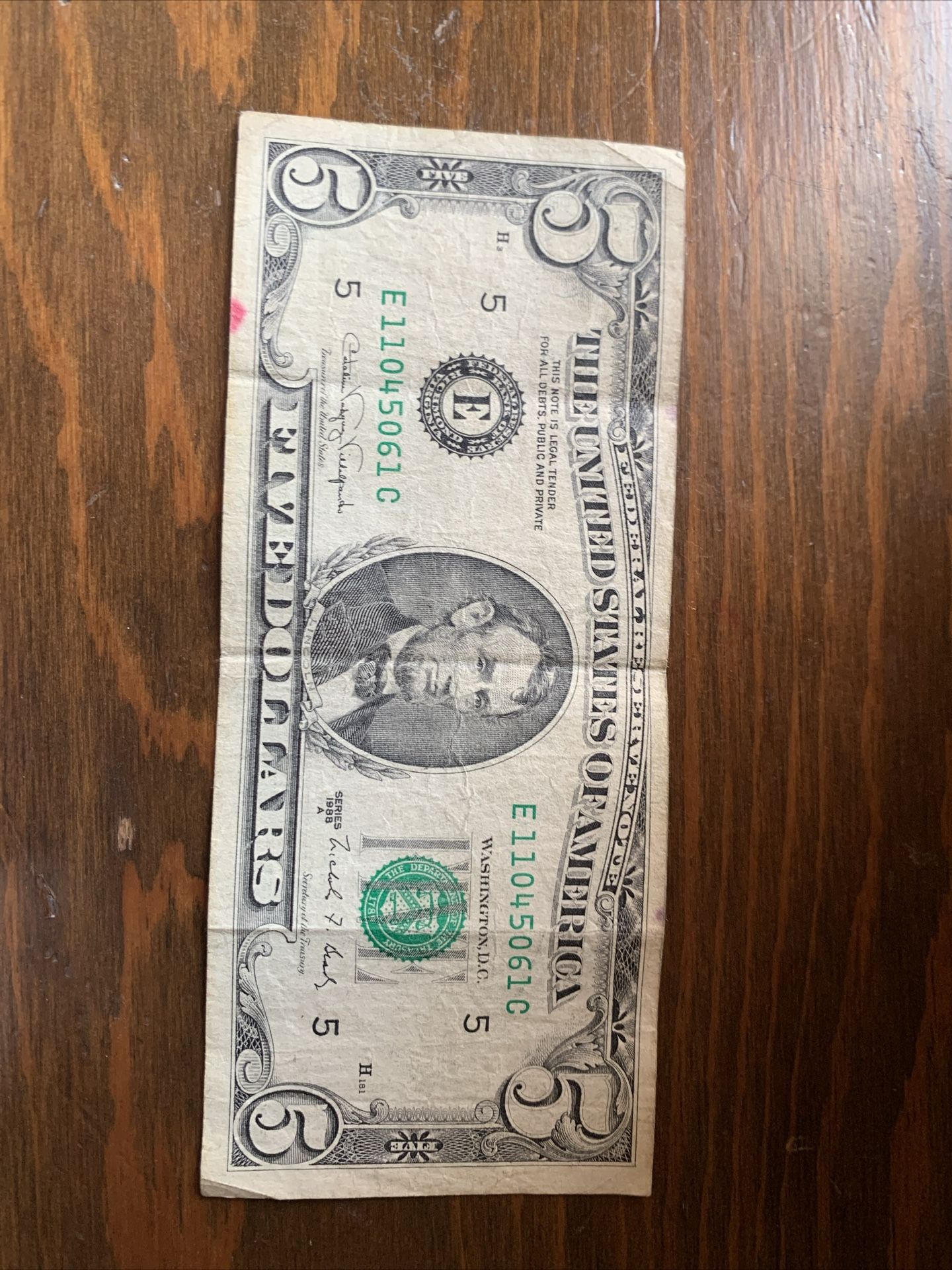 1988 $5 Bill