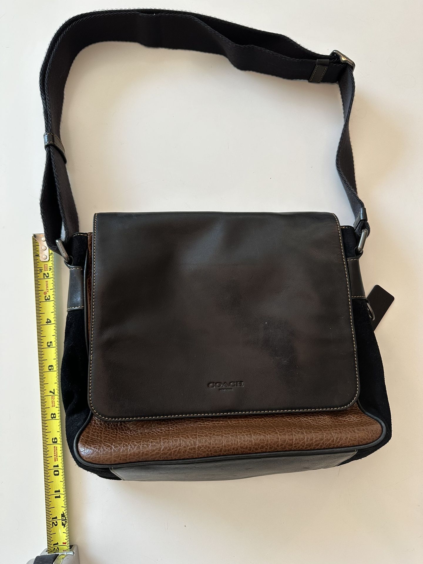 Two Tone Leather Messenger Bag