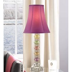 360 Lighting Bohemian Traditional Chic Style Accent Table Lamp 21" High Multi Colored Stacked Glass Pink Orchid Bell Shade Decor for Kids Girls Living