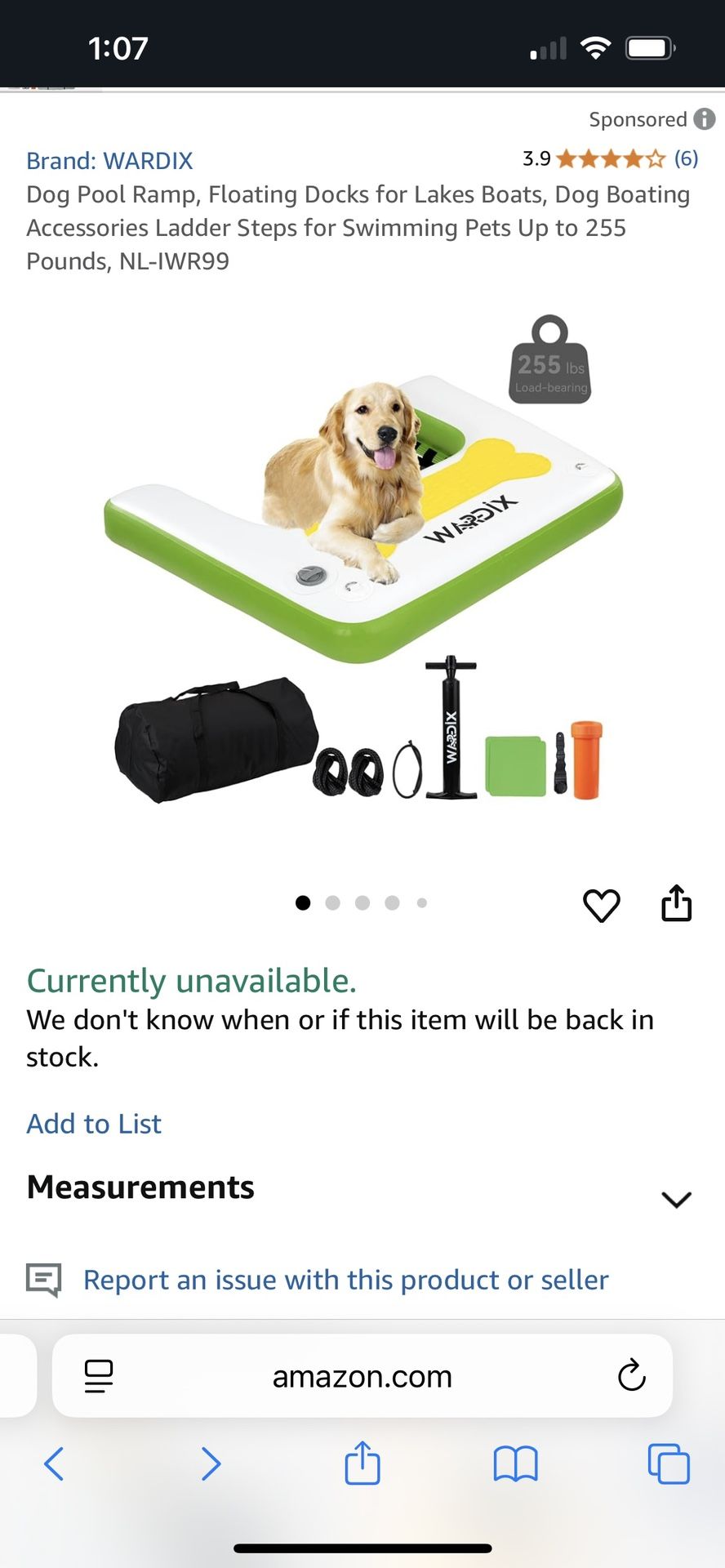 Wardix Inflatable Dog Water Ramp