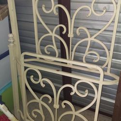 Antique metal twin headboard and footboard curved