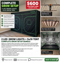 Complete Indoor Grow Setup – 5x10 Tent + 2 LED Lights
