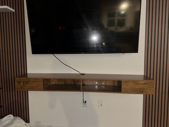 Floating Wood TV Media Console Shelf