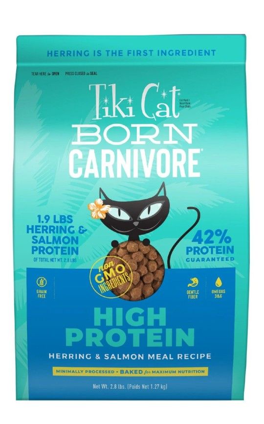 Tiki Cat Born Carnivore High Protein Herring & Salmon Dry Cat Food 2.8lbs Bag