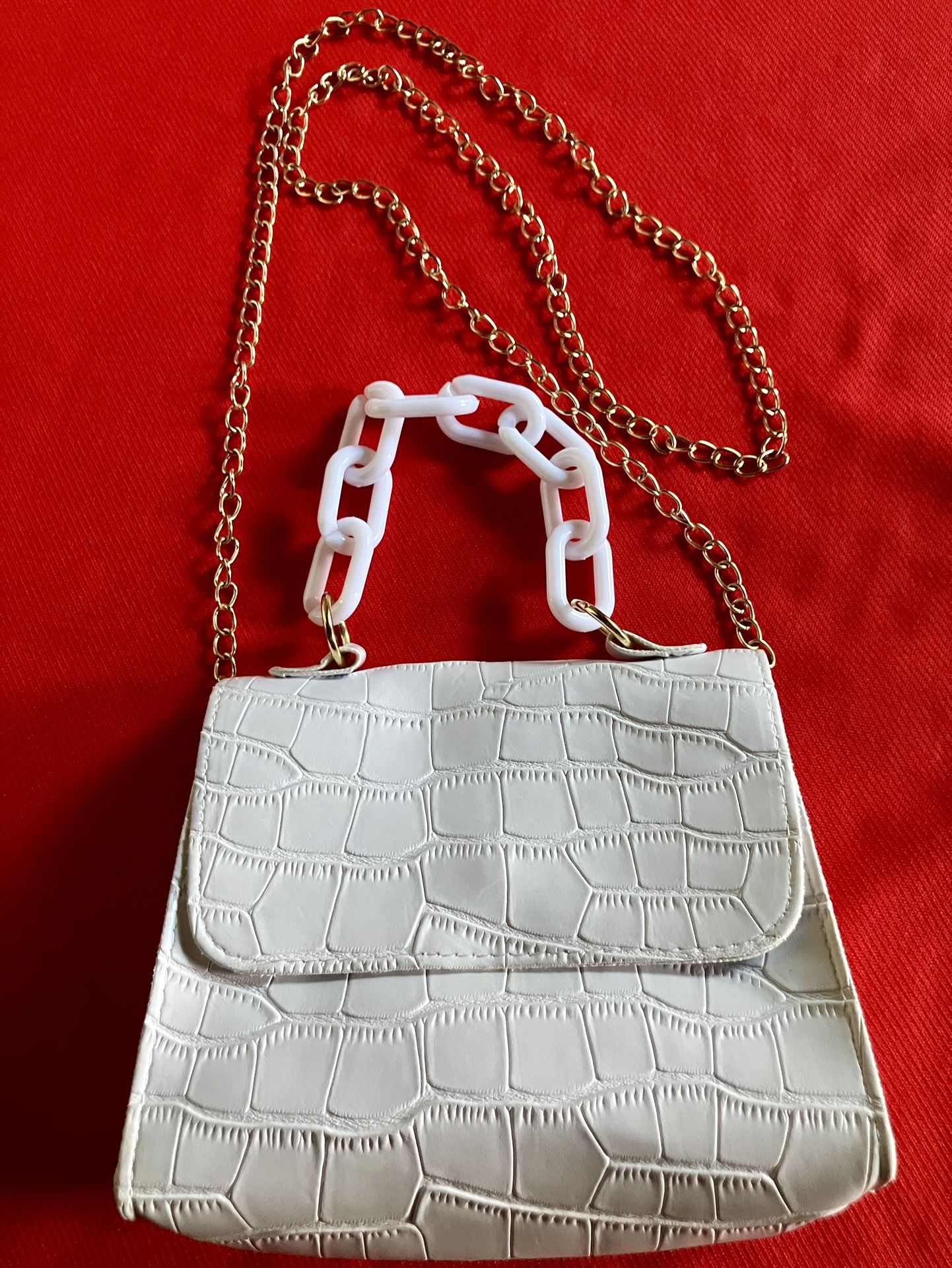 Crocodile Pattern White Square Mobile Phone Bag