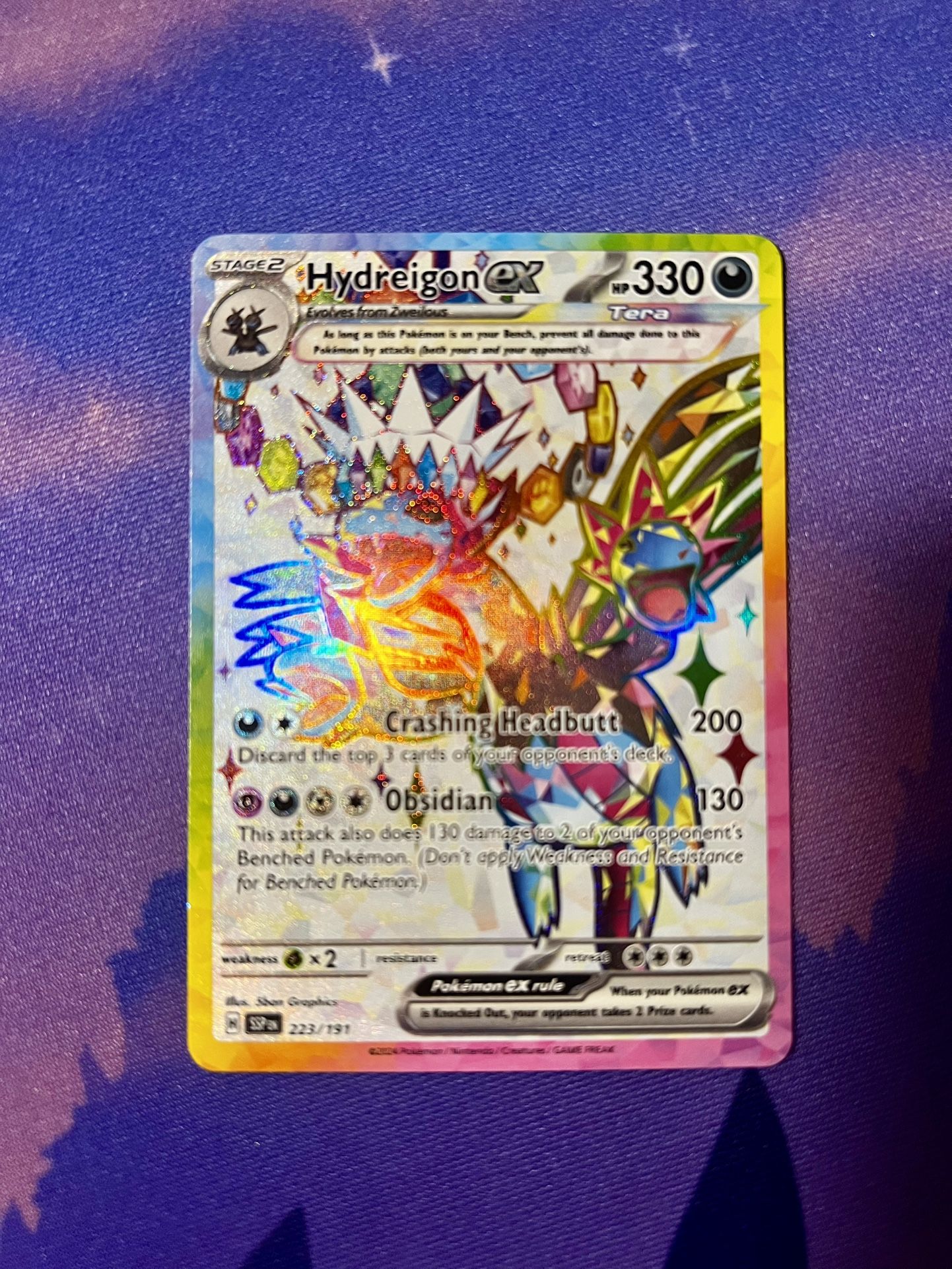 Hydreigon ex - 223/191 (Rainbow Full Art) SV08: Surging Sparks Pokémon TCG