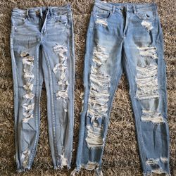 Jeans american eagle, hollister ,abercrombie  talla 6 y 8