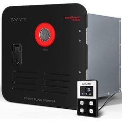Fogatti Rv Tankless Water Heater, 2.9-GPM, Gen 2, with Black Door and Remote Controller, 55,000-BTU, Instashower 8 Plus, Best High Altitude Performanc