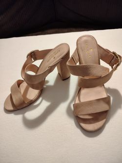 kate spade Pale Pink Suede Block Heel Sandals Size 8