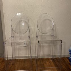 2 Clear Acrylic Chairs 