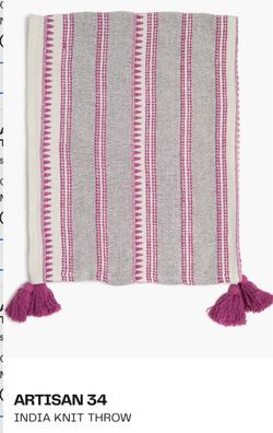 Artisan 34 India Knit Throw Blanket Pink, Cream, & Black Geometric
