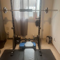 Power Lifting Rack + Weights