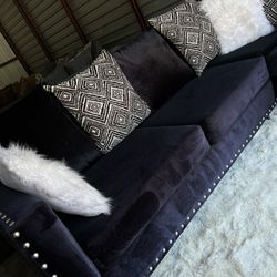 Black Blueish Sectional Sofa