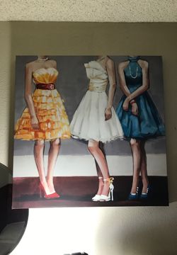 3 fashion women painting wall art on canvas