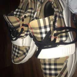 Vintage Check Cotton Sneakers Size 42