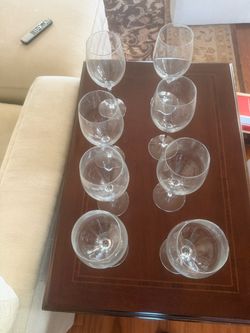 Set of eight red wine glasses. Hold 14 ounces.
