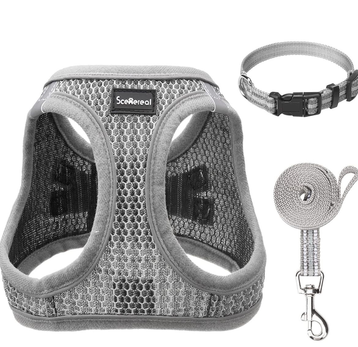 Step-in Dog Harness with Leash Collar Set - Reflective Dog Harnesses by Breathable Mesh Soft Padded Escape Proof Small Dog Vest Harness for Small Pupp