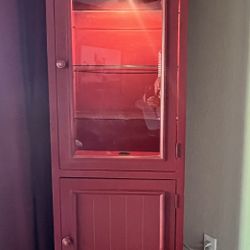 Red Lighted Display Cabinet – 74” Tall – Good Condition – $100 – CASH ONLY