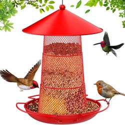 Gaprass Wild Bird Feeder, 3 Tier Retractable Metal Bird Feeders for Outside Hanging, 6.6 Lbs Large Capacity with 3 Perches, 360°Feeding Area for Wild