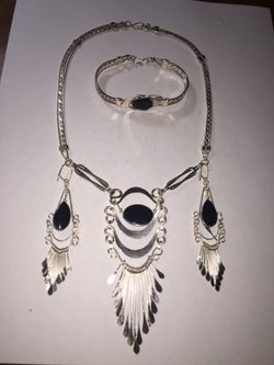Peruvian Silver Necklace and Bracelet