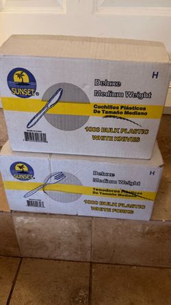 WHITE KNIVES 1000 BULK PLASTIC WHITE FORKS