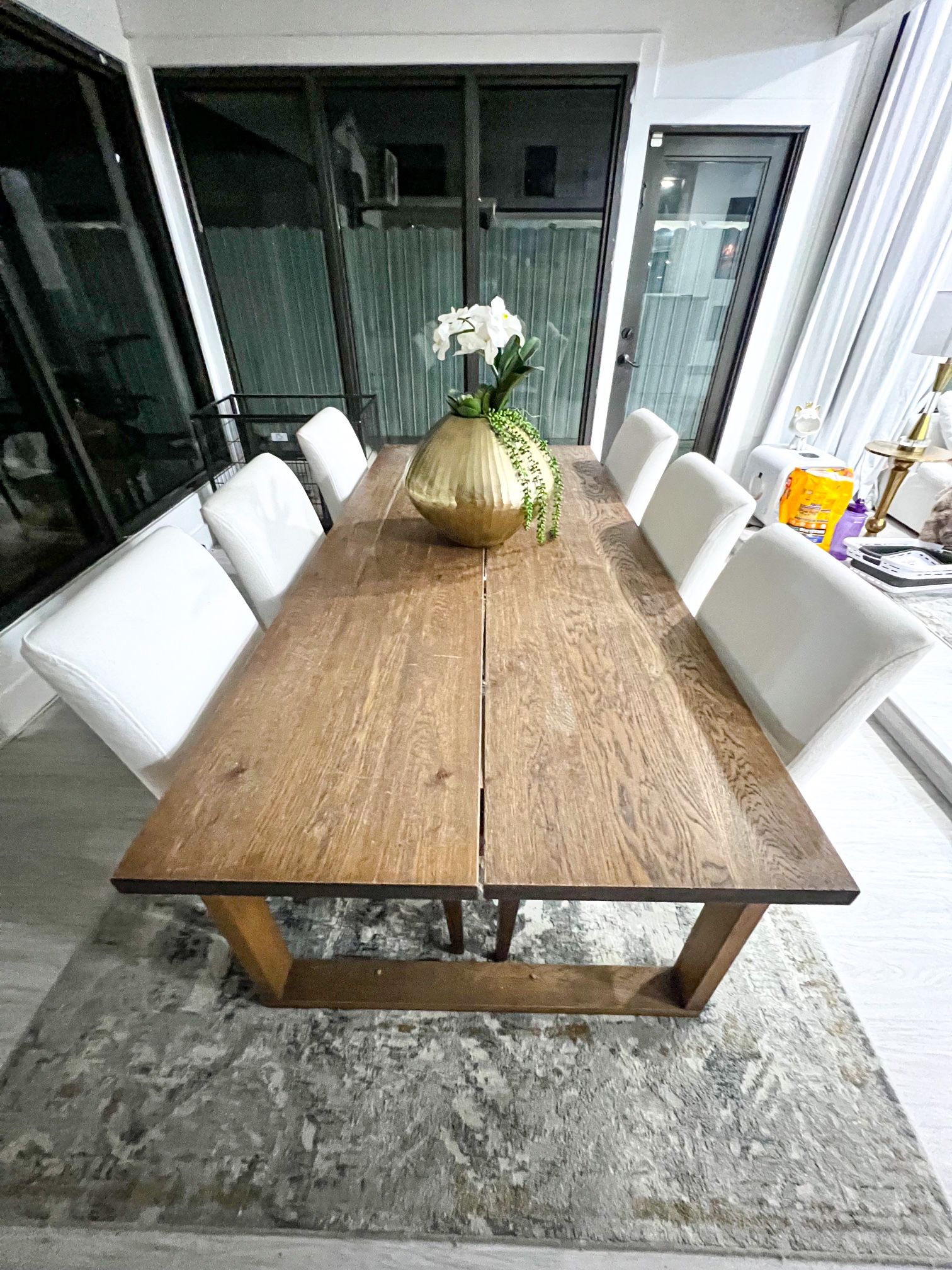 dinner Table 6 Chairs Material Real Wood And Fabric