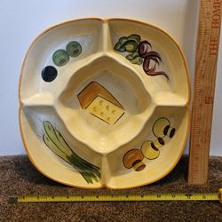 Vintage Ceramic 1970 Los Angeles Potteries Cheese & Veggie Serving Platter