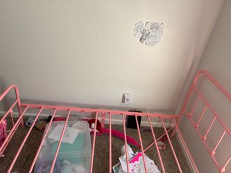 Pink twin metal bedroom frame
