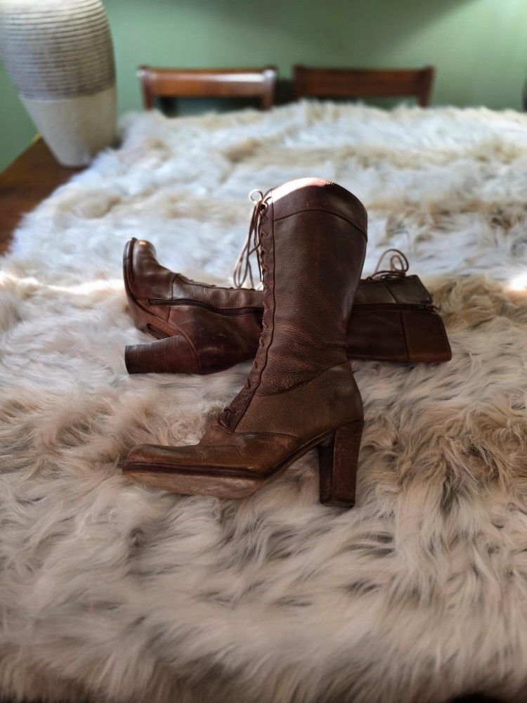 Frye Villager Lace Up 4 Inch Heel Boot
