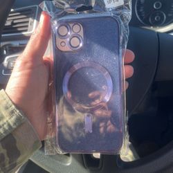iPhone 14  bling plate purple MagSafe cell phone case 