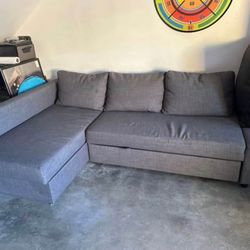 Sleeper sectional,3 seat w/storage, dark gray