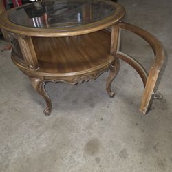 Vintage Round Glass Case Display Table