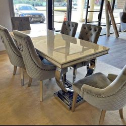 Dining Table Chairs Marble 