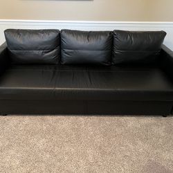 Black Leather Sofa Bed - OBO