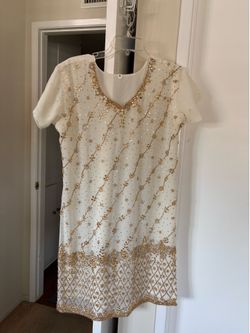 Beautiful Indian punjabi dress with heavy detail work in nice style. Kurta, pajama & dupatta. L  to EXL size.